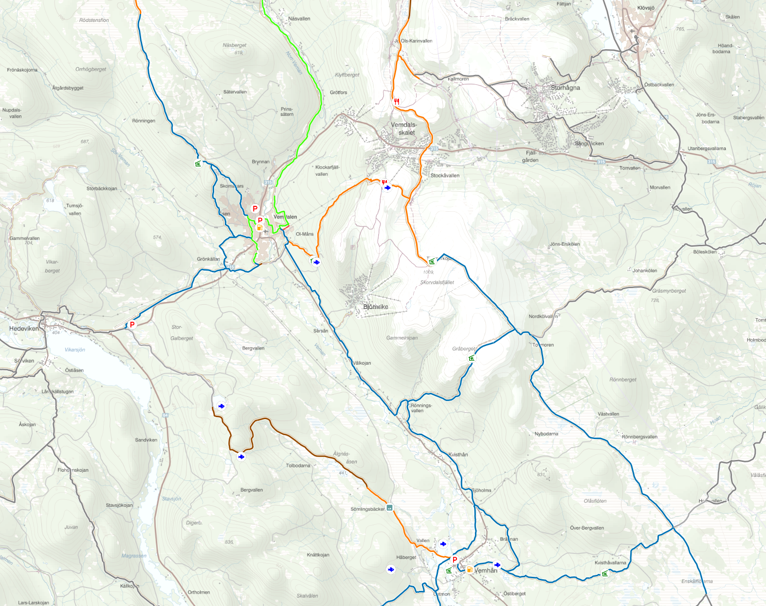 Skoterledskarta Vemdalen
